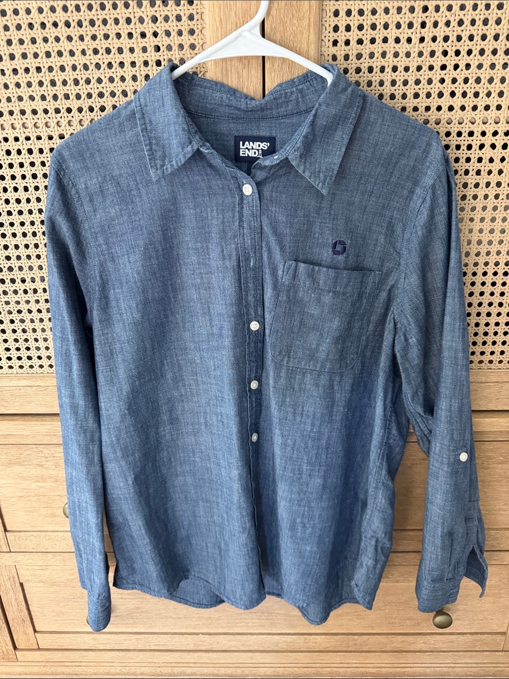 Lands' End Women’s Indigo Chambray Button-Down Shirt